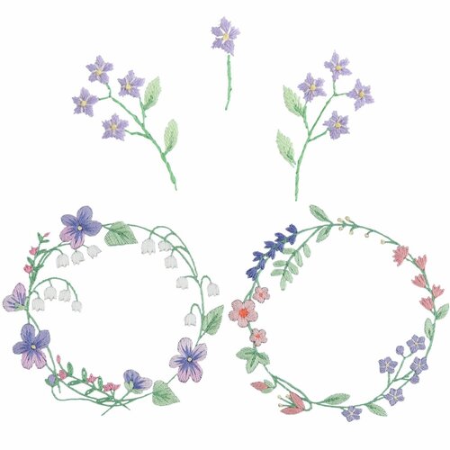 Rico Design Vrij Borduren Borduurpakket - Stick & Stitch Kit Bloemenkrans XL