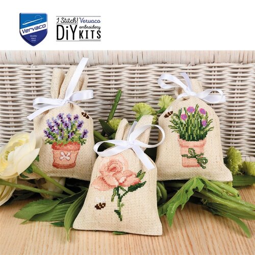 Vervaco Kruidenzakje kit Bloemen - set van 3