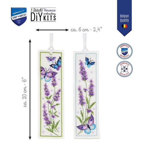 Vervaco Bladwijzer kit Lavendel met vlinders- set van 2