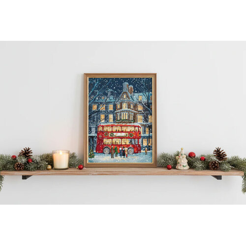 Leti Stitch Borduurpakket London Christmas Bus - Leti Stitch