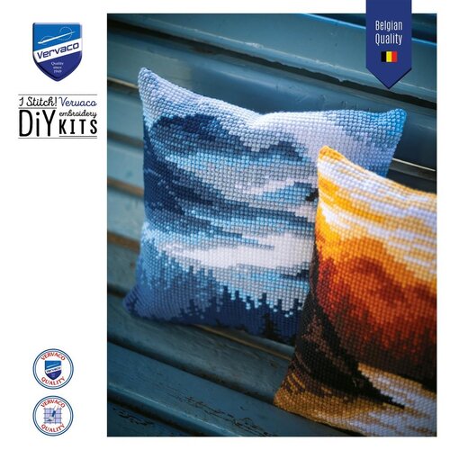 Vervaco Kruissteekkussen kit Blauw Landschap