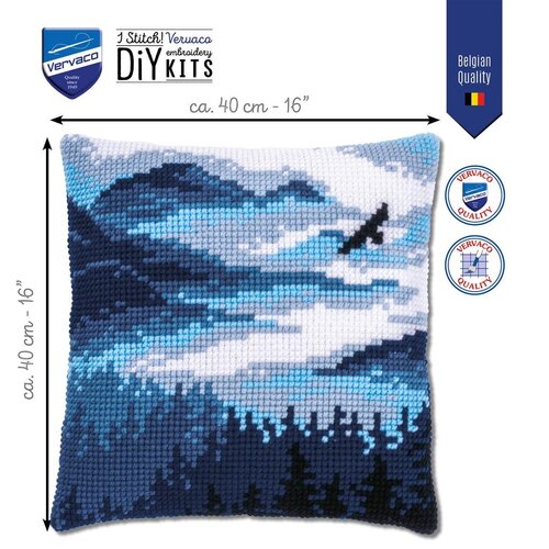 Vervaco Kruissteekkussen kit Blauw Landschap