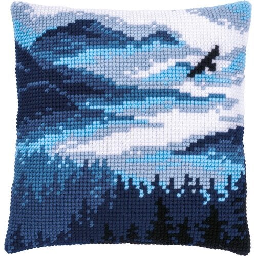 Vervaco Kruissteekkussen kit Blauw Landschap