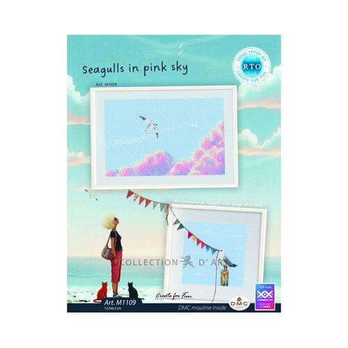 RTO Borduurpakket Seagulls in Pink Sky - RTO RTO Borduurpakket Seagulls in Pink Sky - RTO