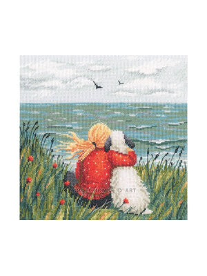 RTO Borduurpakket Girl and Dog by the Ssea - RTO RTO Borduurpakket Girl and Dog by the Ssea - RTO