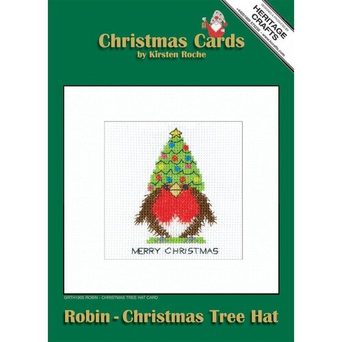 Heritage Crafts Borduurpakket Robin Card - Christmas Tree Hat - Heritage Crafts Heritage Crafts Borduurpakket Robin Card - Christmas Tree Hat - Heritage Crafts