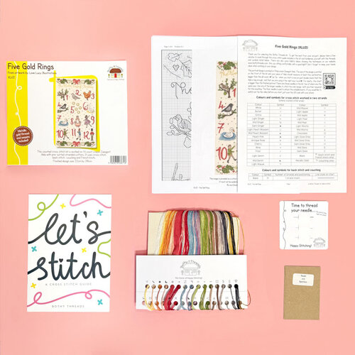 Bothy Threads Borduurpakket Love Lucy Illustrations - Five Gold Rings - Bothy Threads Bothy Threads Borduurpakket Love Lucy Illustrations - Five Gold Rings - Bothy Threads