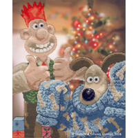 Borduurpakket Wallace & Gromit - Happy Holidays Old Pooch! - Bothy Threads