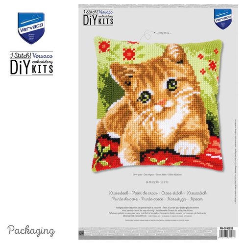 Vervaco Kruissteekkussen kit Lieve Poes Vervaco Kruissteekkussen kit Lieve Poes