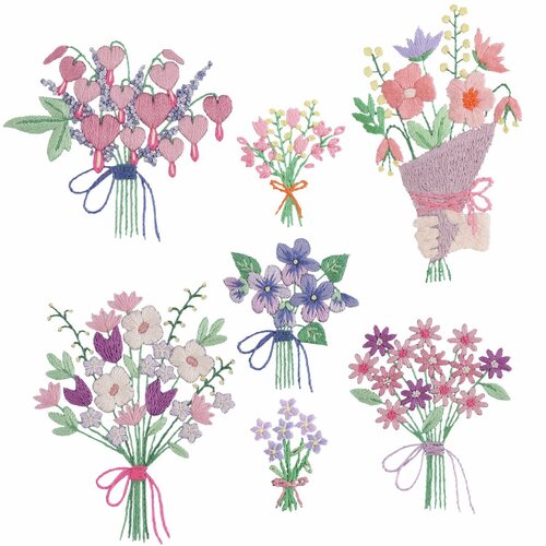 Rico Design Vrij Borduren Borduurpakket - Stick & Stitch Kit Bloemboeketten XL