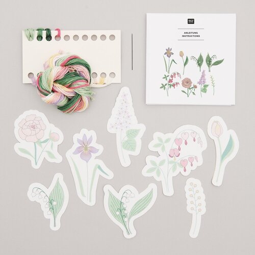 Rico Design Vrij Borduren Borduurpakket - Stick & Stitch Kit Bloemen XL