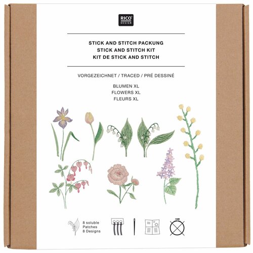 Rico Design Vrij Borduren Borduurpakket - Stick & Stitch Kit Bloemen XL