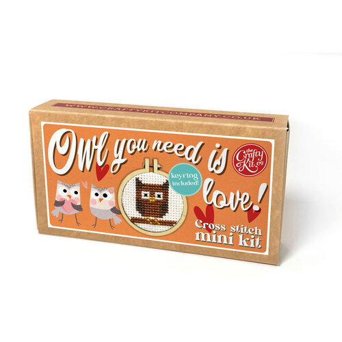 The Crafty Kit Company Borduurpakket Matchbox Owl You Need is Love! - The Crafty Kit Company