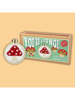 The Crafty Kit Company Borduurpakket Matchbox You're A Fungi! (Toadstool) - The Crafty Kit Company