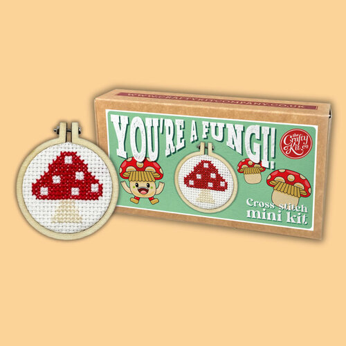The Crafty Kit Company Borduurpakket Matchbox You're A Fungi! (Toadstool) - The Crafty Kit Company