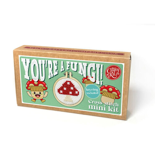 The Crafty Kit Company Borduurpakket Matchbox You're A Fungi! (Toadstool) - The Crafty Kit Company