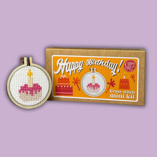The Crafty Kit Company Borduurpakket Matchbox Happy Birthday (Cake) - The Crafty Kit Company