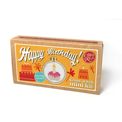 The Crafty Kit Company Borduurpakket Matchbox Happy Birthday (Cake) - The Crafty Kit Company