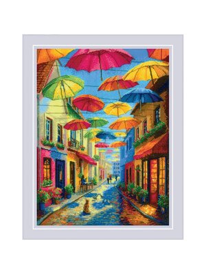 RIOLISf Borduurpakket Colorful Umbrellas - RIOLIS RIOLISf Borduurpakket Colorful Umbrellas - RIOLIS