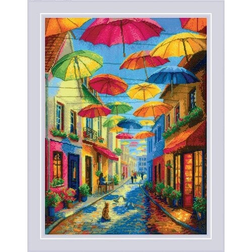 RIOLIS Borduurpakket Colorful Umbrellas - RIOLIS RIOLIS Borduurpakket Colorful Umbrellas - RIOLIS