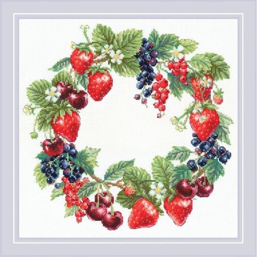 RIOLIS Borduurpakket Wreath with Berries - RIOLIS RIOLIS Borduurpakket Wreath with Berries - RIOLIS