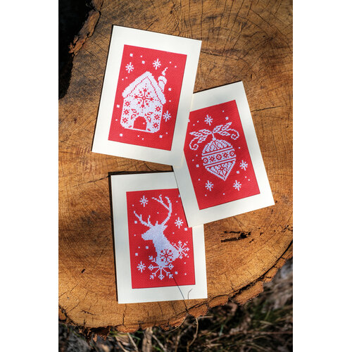 Vervaco Wenskaart kit Kerst set van 3 Vervaco Wenskaart kit Kerst set van 3