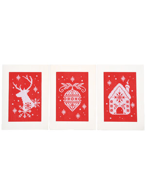 Vervaco Official Wenskaart kit Kerst set van 3 Vervaco Official Wenskaart kit Kerst set van 3