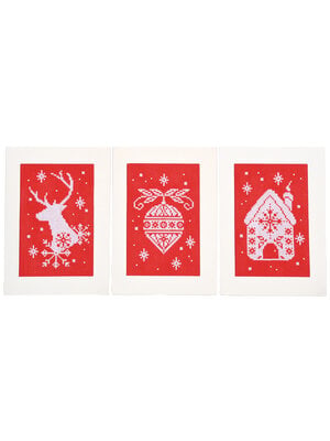 Vervaco Wenskaart kit Kerst set van 3 Vervaco Wenskaart kit Kerst set van 3