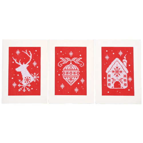 Vervaco Wenskaart kit Kerst set van 3 Vervaco Wenskaart kit Kerst set van 3