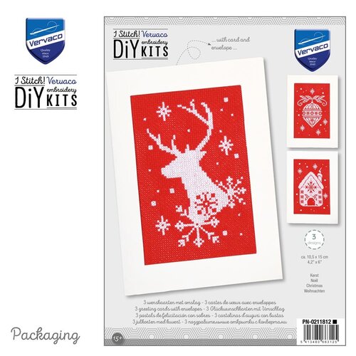 Vervaco Wenskaart kit Kerst set van 3 Vervaco Wenskaart kit Kerst set van 3