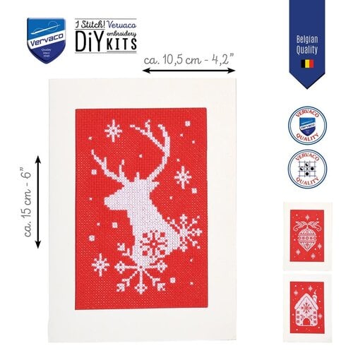 Vervaco Wenskaart kit Kerst set van 3 Vervaco Wenskaart kit Kerst set van 3