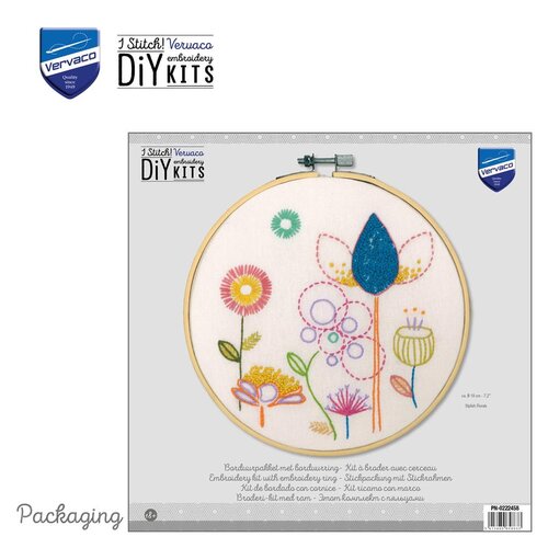 Vervaco Borduur kit met borduurring Stylish Florals Vervaco Borduur kit met borduurring Stylish Florals