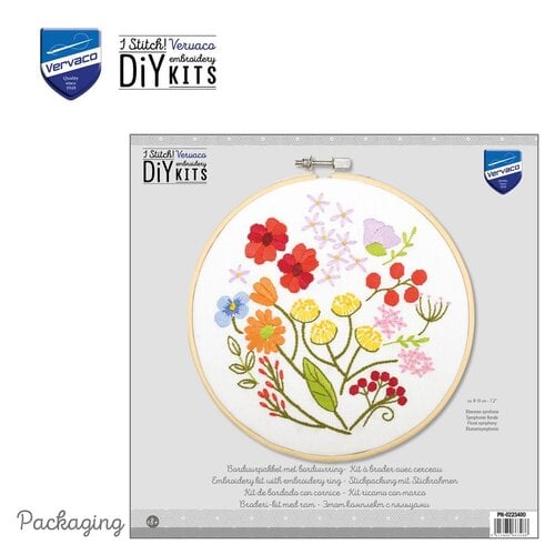 Vervaco Borduur kit met borduurring Bloemen symfonie Vervaco Borduur kit met borduurring Bloemen symfonie