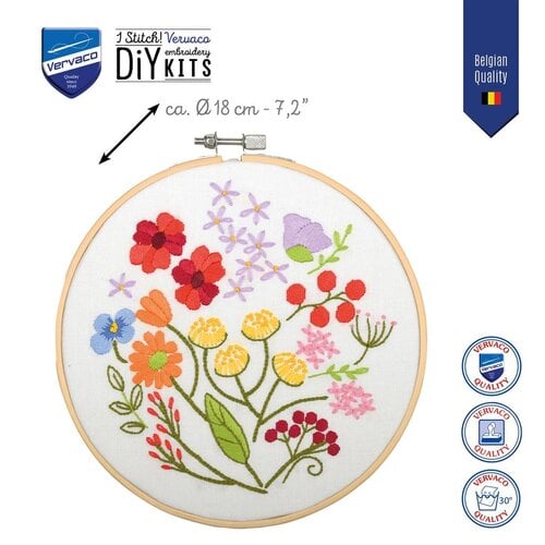 Vervaco Borduur kit met borduurring Bloemen symfonie Vervaco Borduur kit met borduurring Bloemen symfonie