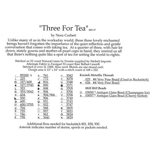 Mirabilia Borduurpatroon Three For Tea - Mirabilia Designs Mirabilia Borduurpatroon Three For Tea - Mirabilia Designs