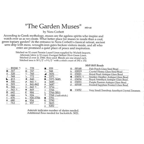 Mirabilia  Borduurpatroon The Garden Muses - Mirabilia Designs