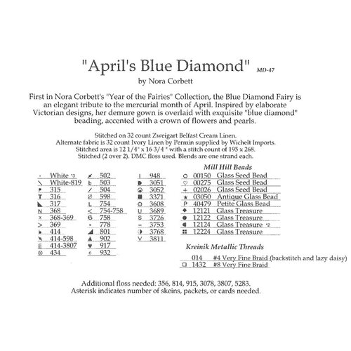 Mirabilia Borduurpatroon April's Blue Diamond - Mirabilia Designs Mirabilia Borduurpatroon April's Blue Diamond - Mirabilia Designs