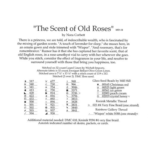 Mirabilia  Borduurpatroon The Scent of Old Roses - Mirabilia Designs