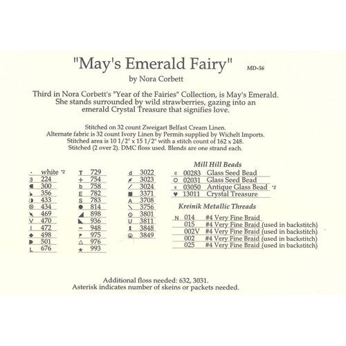 Mirabilia  Borduurpatroon May's Emerald Fairy - Mirabilia Designs