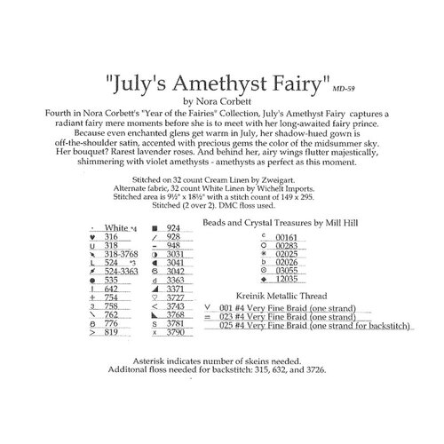 Mirabilia  Borduurpatroon July's Amethyst Fairy - Mirabilia Designs