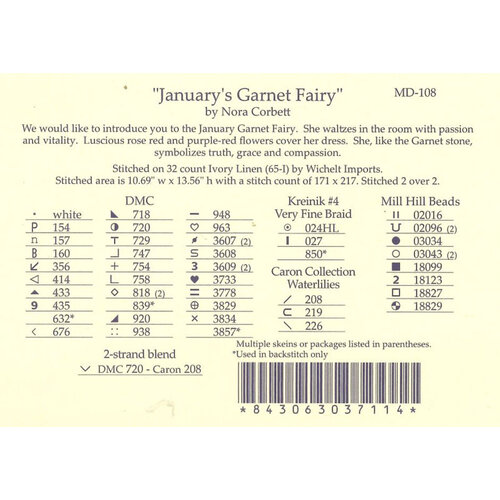 Mirabilia  Borduurpatroon January's Garnet Fairy - Mirabilia Designs