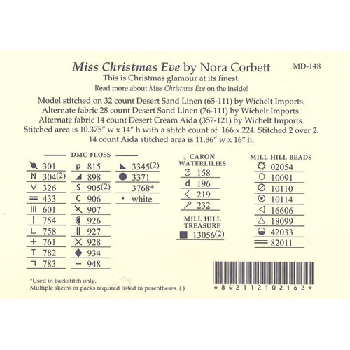 Mirabilia Borduurpatroon Miss Christmas Eve - Mirabilia Designs Mirabilia Borduurpatroon Miss Christmas Eve - Mirabilia Designs