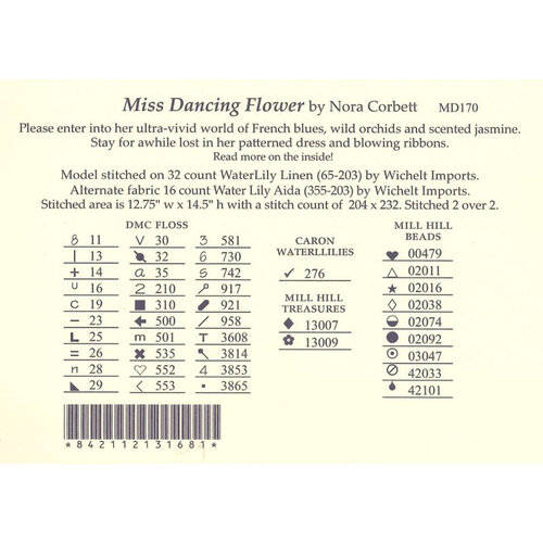 Mirabilia  Borduurpatroon Miss Dancing Flower  - Mirabilia Designs