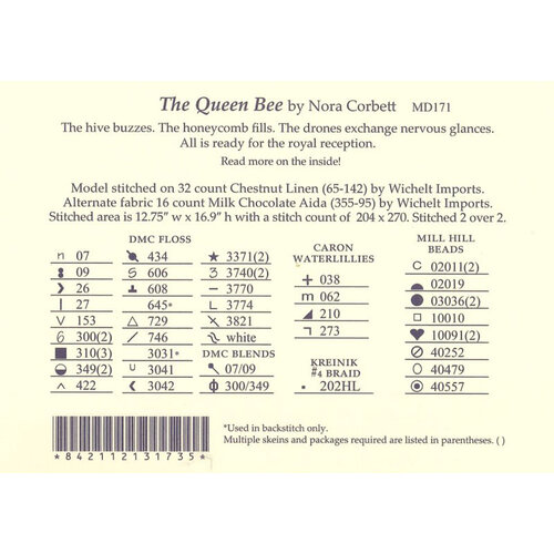 Mirabilia Borduurpatroon The Queen Bee - Mirabilia Designs Mirabilia Borduurpatroon The Queen Bee - Mirabilia Designs