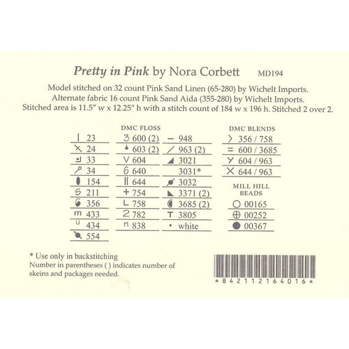 Mirabilia Borduurpatroon Pretty in Pink - Mirabilia Designs Mirabilia Borduurpatroon Pretty in Pink - Mirabilia Designs