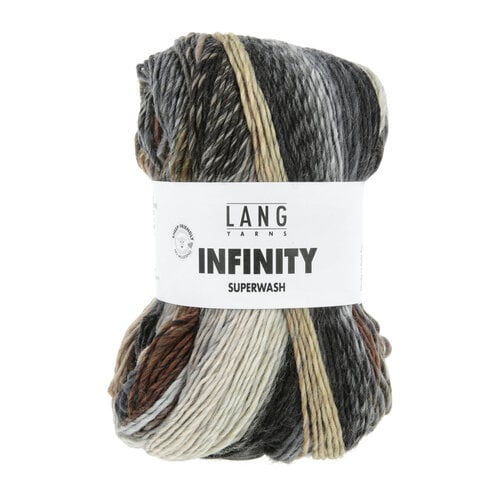 Lang Yarns Lang Yarns | Wol Infinity - 100 gr - 0007 | Grey with brown