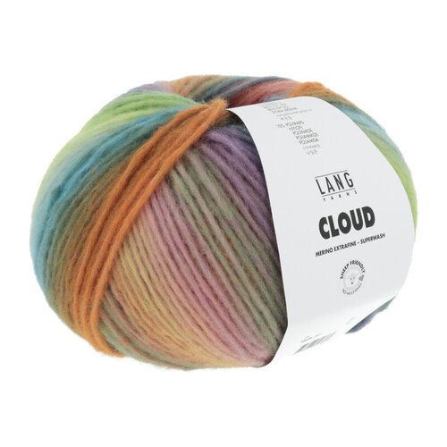 Lang Yarns Lang Yarns | Wol Cloud - 100 gr -  0021| Blauw/Oranje/Groen/Roze