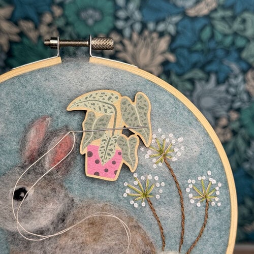 The Crafty Kit Company Wooden Needle Minder - House Plant  - The Crafty Kit Company