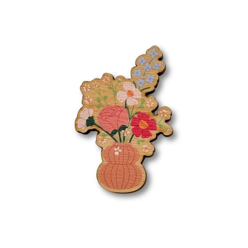 The Crafty Kit Company Wooden Needle Minder - Vase of Flowers  - The Crafty Kit Company