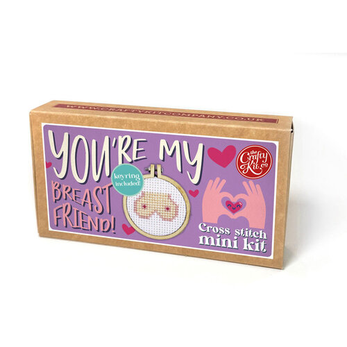 The Crafty Kit Company Borduurpakket Matchbox - You're my Breast Friend! - The Crafty Kit Company
